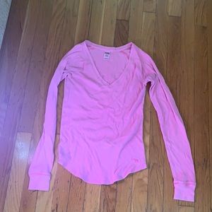 Victoria’s Secret pink v neck thermal top shirt long sleeve